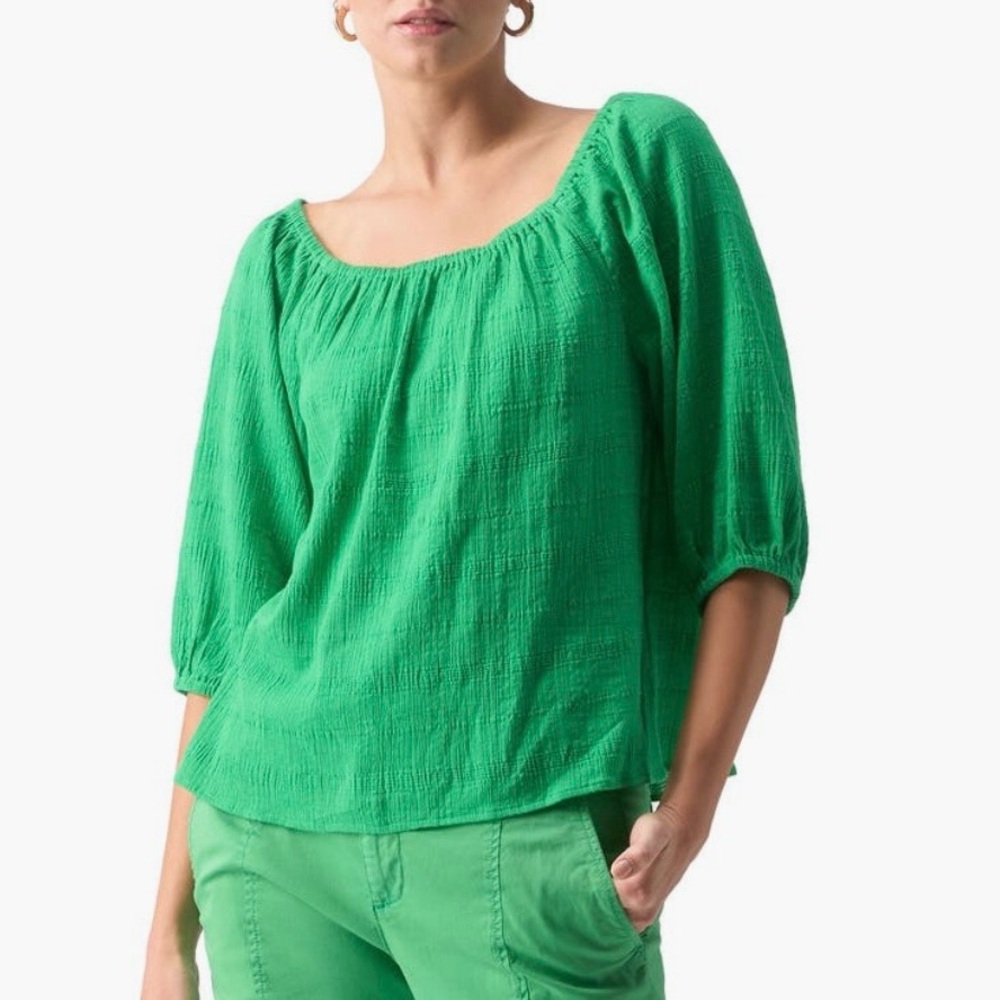 SOLD! Sanctuary - Women’s Beach to Bar Cotton Vibrant Green Blouse - Size XL